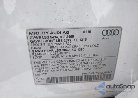 2019 Audi Q5 45 Premium from USA, damaged, VIN WA1CNAFY2K2056847